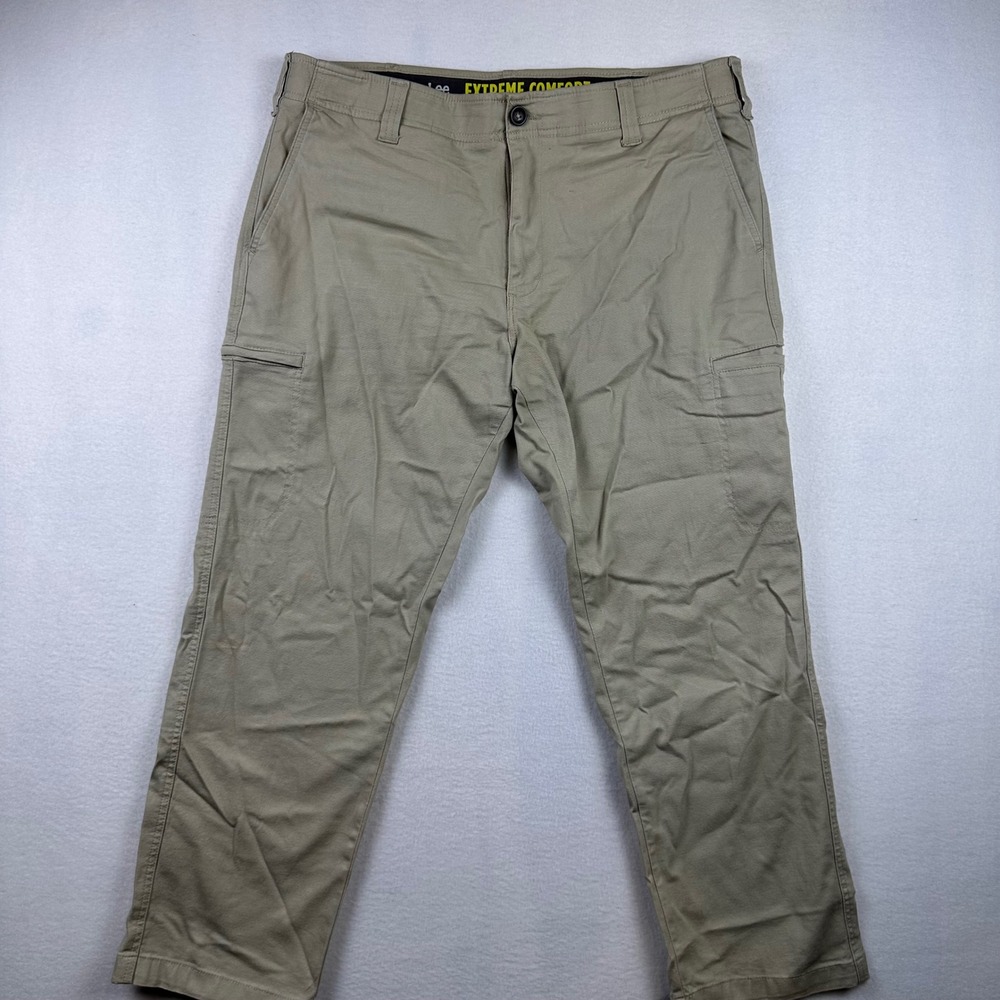 Lee Extreme Comfort Cargo Pants Mens 38x30 Khaki Straight Fit Casual Workwear